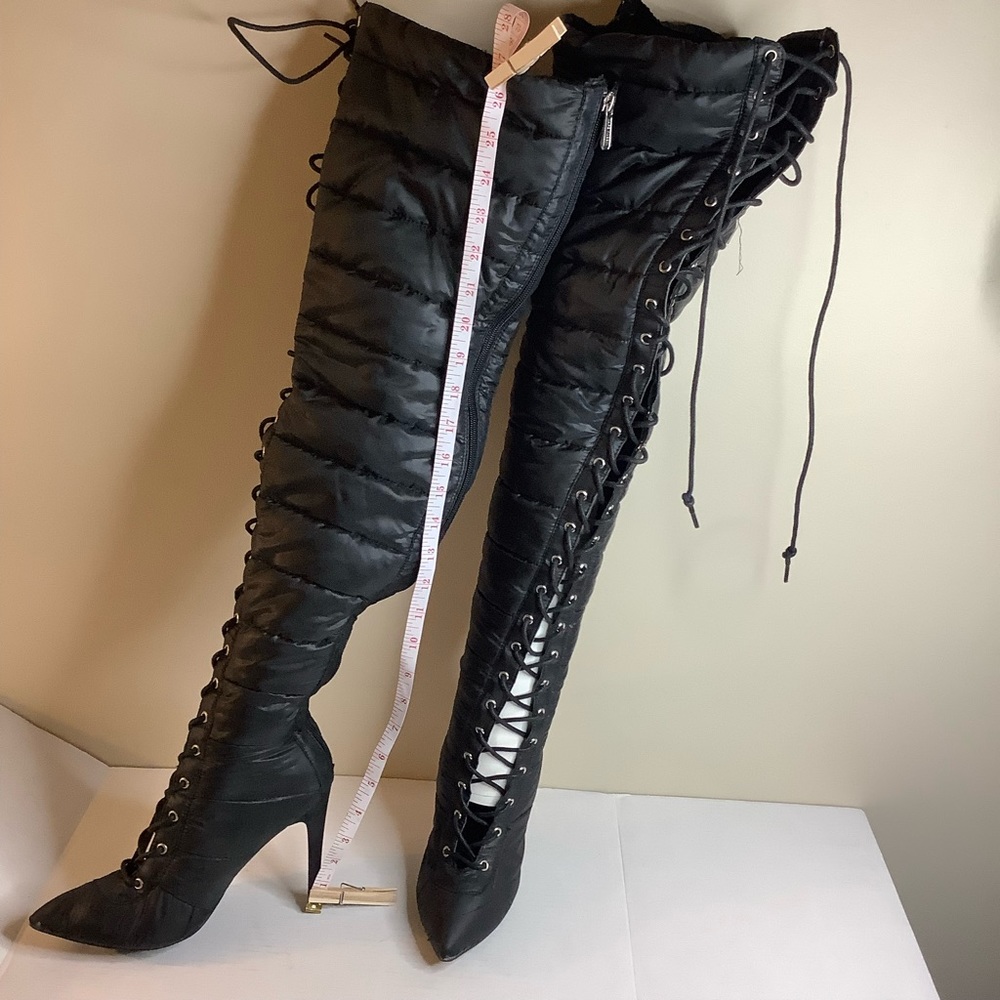Bubble Nylon Black overKnee heel